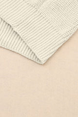 Beige Basic Ribbed Knit V Neck Sweater