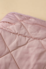 Pink Zip Up Fleece Lined Quilted Vest Coat