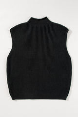 Black Solid Color Dolman Sleeve Twist Cable Knit Top