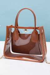 Chestnut PVC PU Leather Chain Strap Clear Shoulder Bag