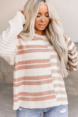 Color Block Drop Shoulder Pullover Striped Sweater