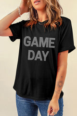 Black Rhinestone GAME DAY Graphic T Shirt