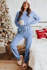 Beau Blue Long Sleeve Pullover & Jogger Pants Loungewear Set