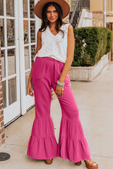 Rose Ruffle High Waist Flared Pants