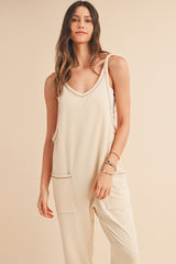 Apricot Solid Color Loose Fit Harem Jumpsuit