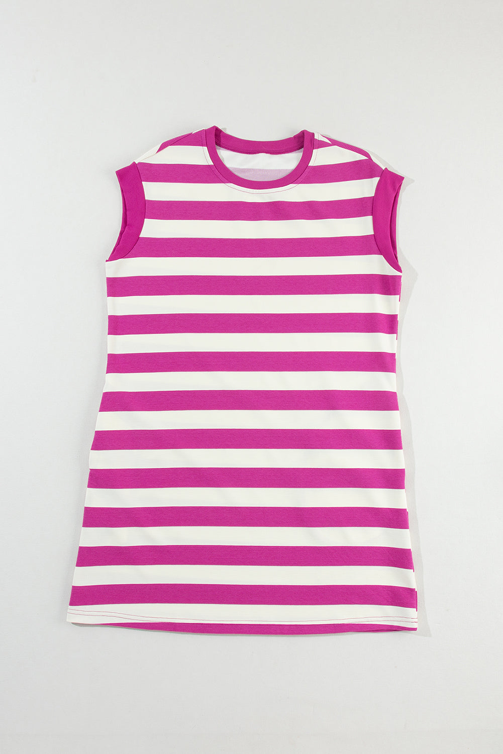 Rose Stripe Cap Sleeve Pocketed T-shirt Dress