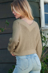 Apricot Casual V Neck Pullover Sweater