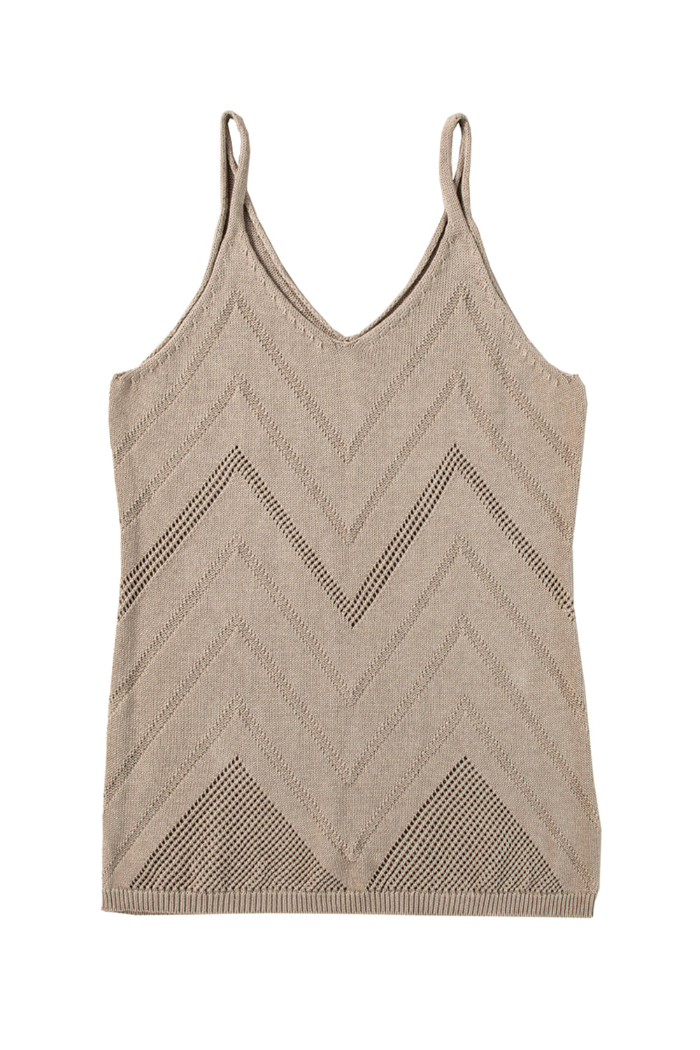 Parchment Chevron Pointelle Knit Cami Top