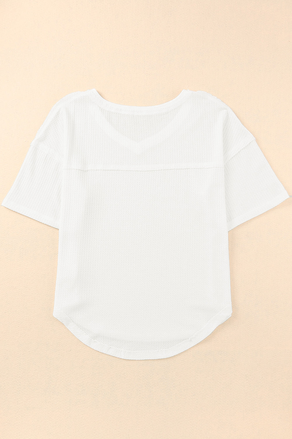 White Waffle Knit Casual Drop Shoulder Loose Top