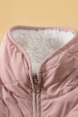 Pink Zip Up Fleece Lined Quilted Vest Coat