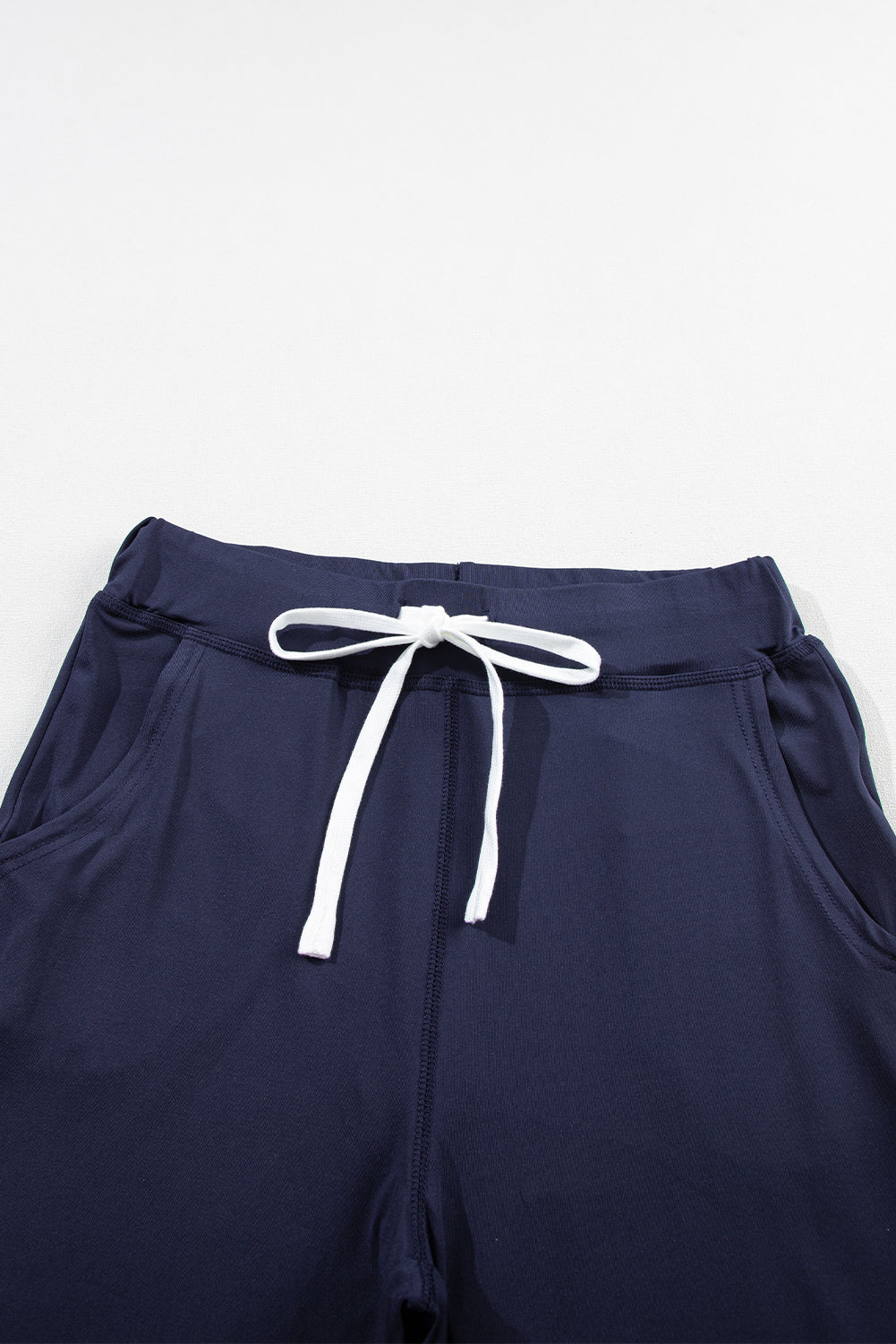 Navy Blue Casual Drawstring Drop Waist Pocketed Joggers