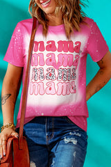 Rose Mama Graphic Crew Neck Bleached Tie Dye T-Shirt