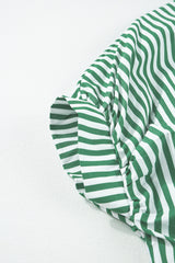 Green Stripe Dolman Sleeve Oversized Blouse