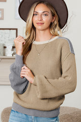 Multicolor Patchwork Loose Fit Chunky Knit Sweater