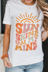 White SUNSHINE ON MY MIND Graphic Crewneck Tee