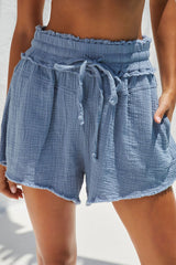 Ashleigh Blue Casual Smocked Raw Edge Shorts