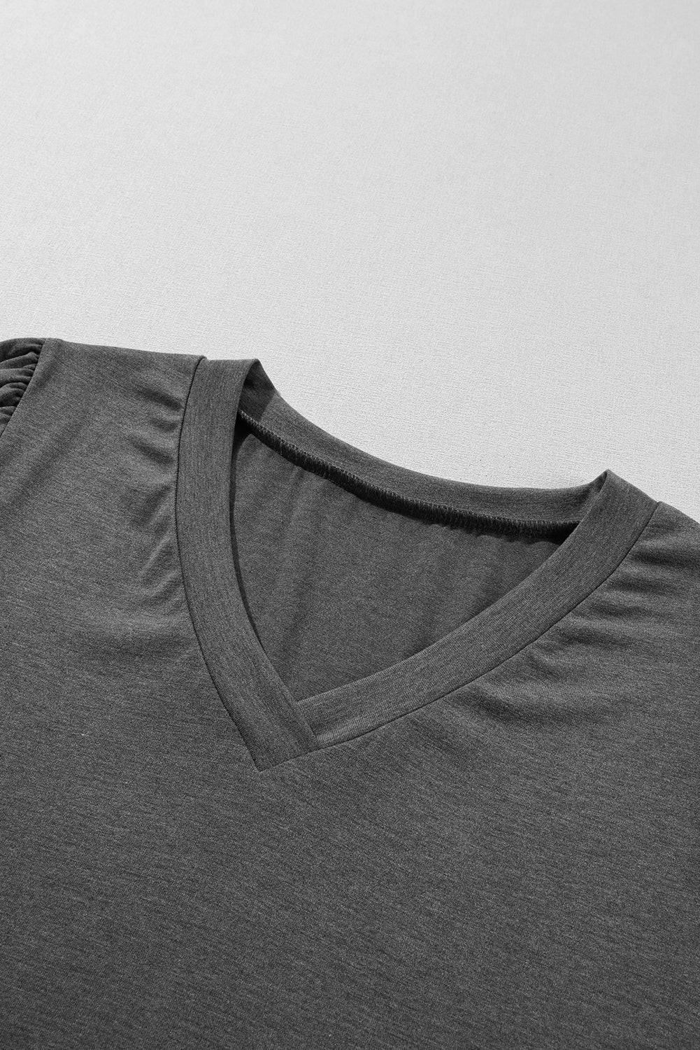 Carbon Grey Tulip Sleeve V Neck T-Shirt