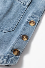 Dusk Blue Side Pocket Buttons Denim Jacket