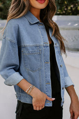 Wild Wind Washed Oversized Pocketed Denim Jacket