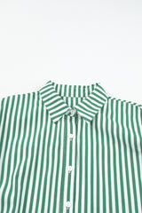 Green Stripe Dolman Sleeve Oversized Blouse