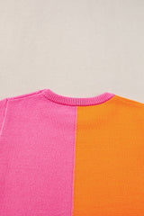 Flamingo Color Block Knit Cap Sleeve Top