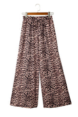 Desert Palm Boho Leopard Print Wide Leg Pants