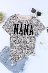 Apricot Leopard MAMA Graphic Crew Neck T Shirt