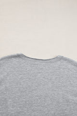 Light Grey USA Letter Patch Notched Neck Loose Tee