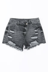 Black Crossover Waist High Rise Denim Shorts