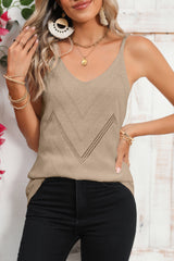 Parchment Chevron Pointelle Knit Cami Top