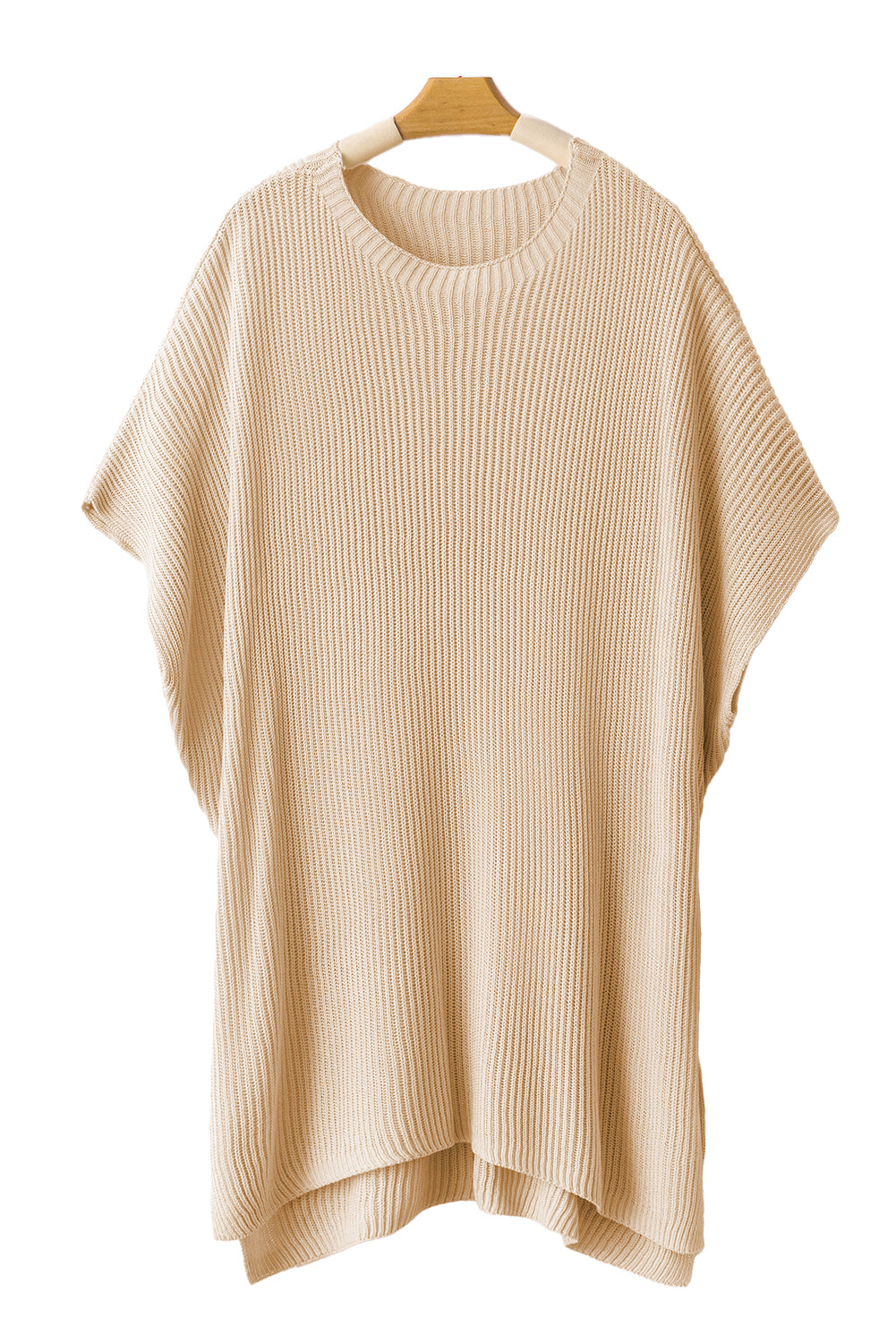 Wholesale Apricot Side Slit Short Sleeve Oversized Sweater