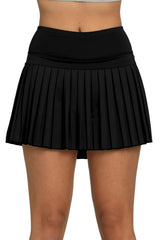 Black Solid Color Pleated Yoga Sports Skirt