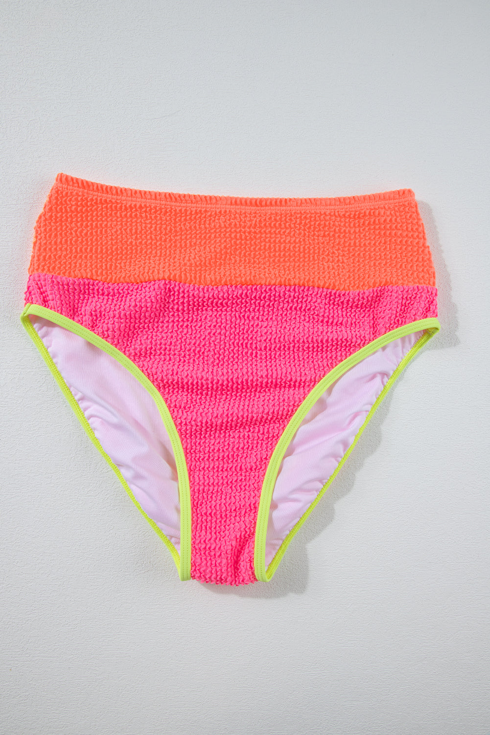 Bonbon Color Block Textured High Waist Sexy Bikini Set