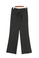 Black Belted Wide Leg High Waisted Pants for Women