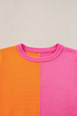 Flamingo Color Block Knit Cap Sleeve Top