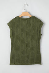 Jungle Green Wavy Textured Cap Sleeve Top