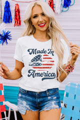 White Made in America Lip Graphic O Neck T Shirt