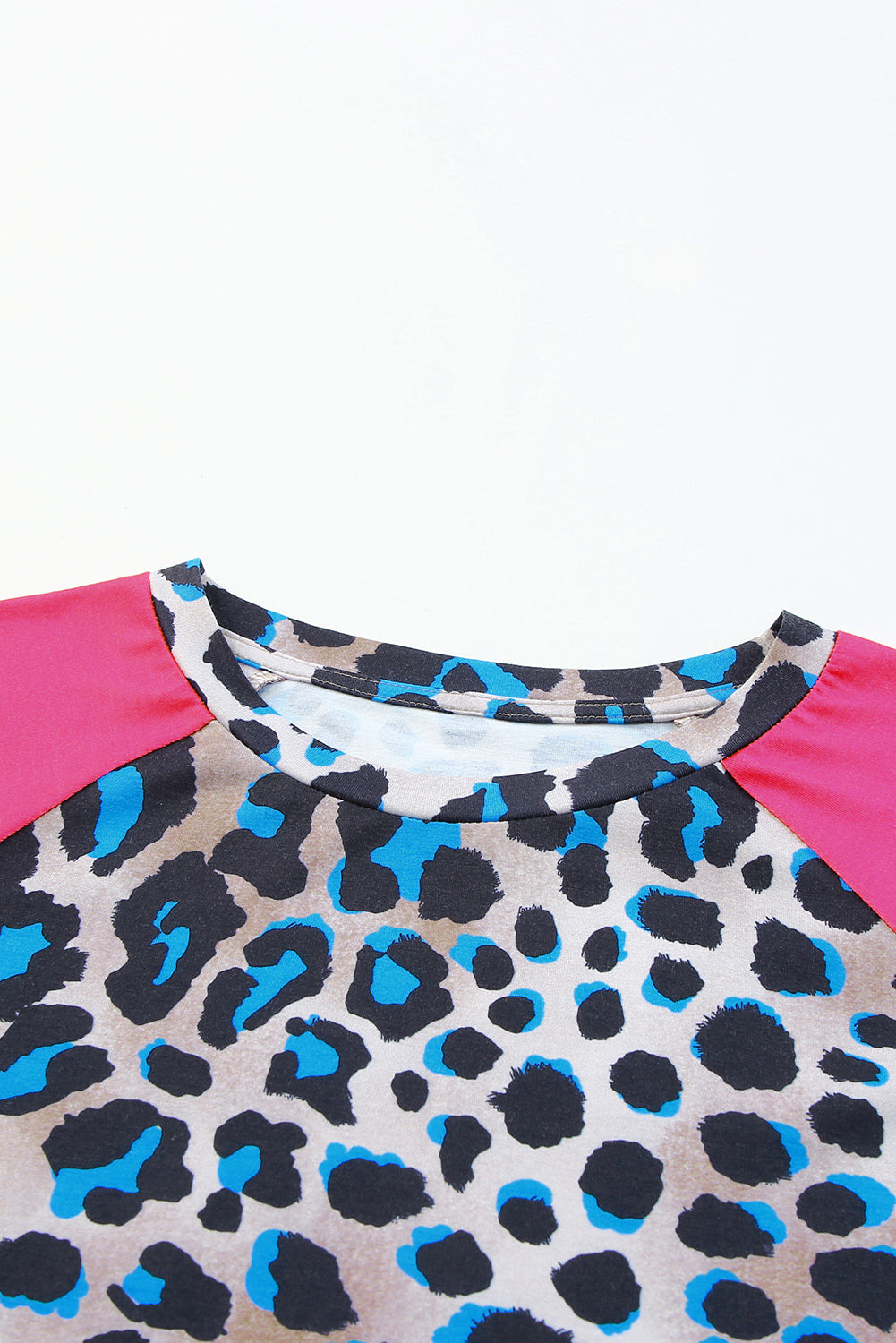 Rose Leopard Print Layered Ruffle Sleeves Tunic T Shirt