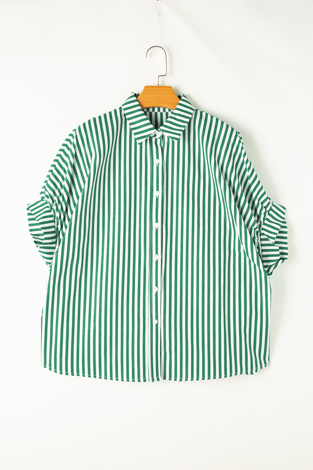 Green Stripe Dolman Sleeve Oversized Blouse