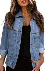 Wild Wind Washed Oversized Pocketed Denim Jacket