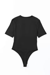 Black Basic Crew Neck Short Sleeve Bodysuit