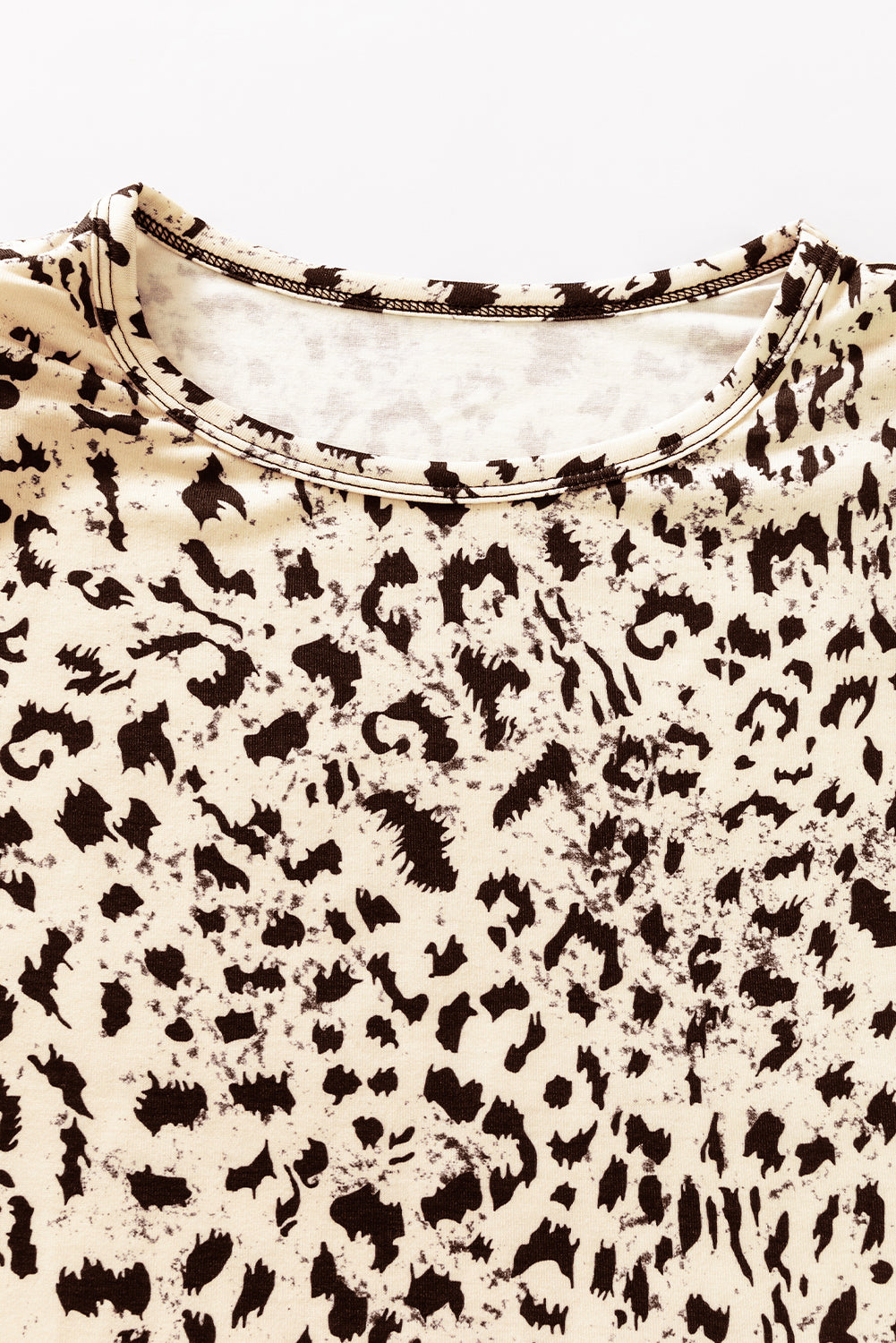 Beige Leopard Print Crewneck Sleeveless Top