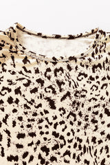 Beige Leopard Print Crewneck Sleeveless Top