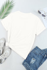 White Solid Color Basic Crew Neck Plain Tee