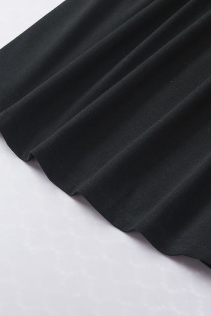 Black Lace Sleeve Keyhole Smocked Detail Blouse