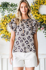 Cheetah Print Casual Short Sleeve Blouse for Women