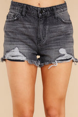 Black Frayed Distressed Denim Shorts