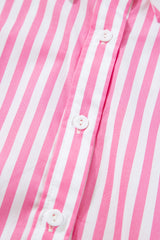 Pink Stripe Button Up Dolman Shirt