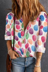 Multicolor Polka Dot Buttoned Long Sleeve Blouse