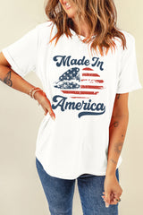 White Made in America Lip Graphic O Neck T Shirt